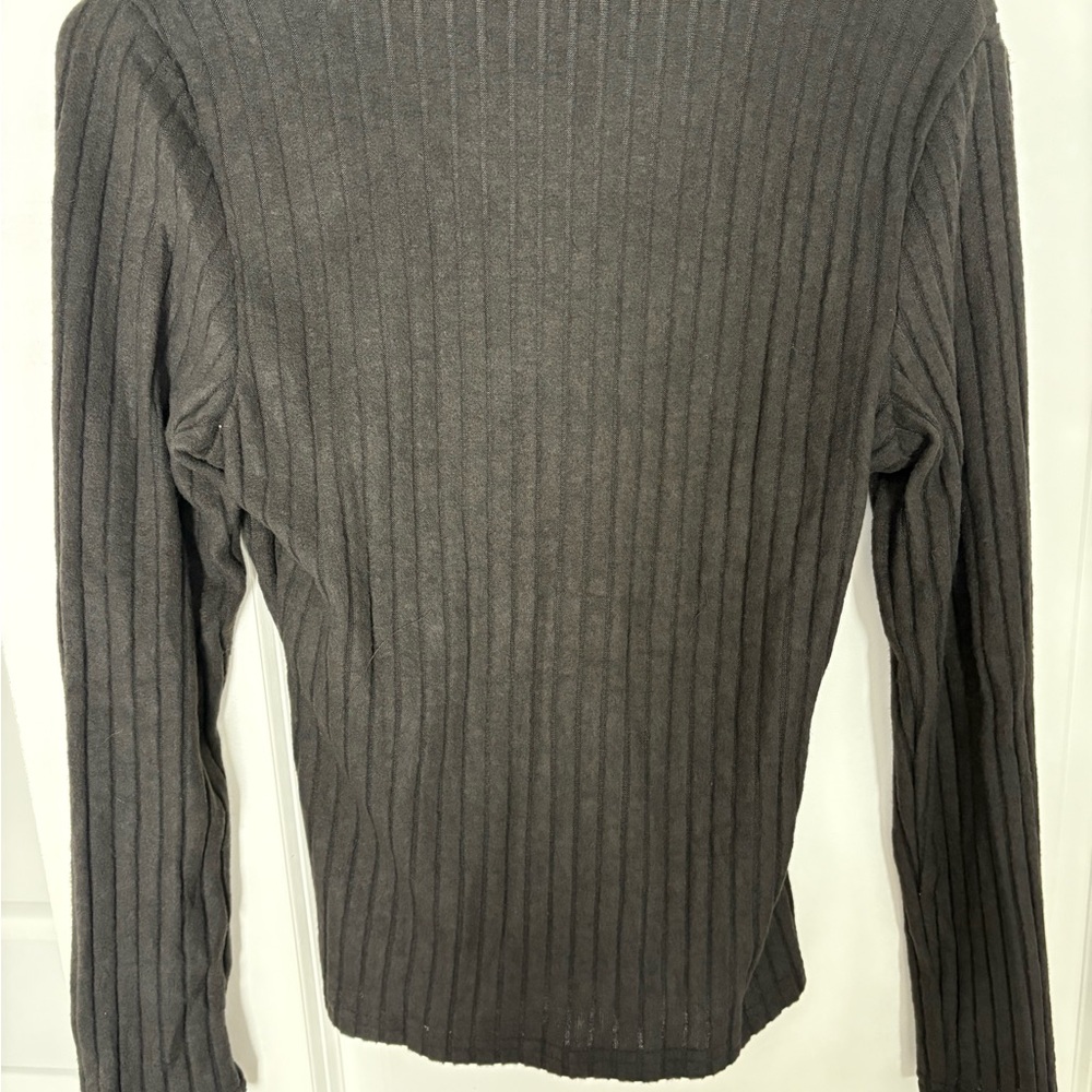 SHEIN Black Ribbed V-Neck Blouse - Picture 4 of 5